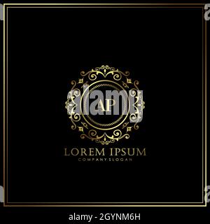 AP Initial Letter Luxury Logo template in vector for Restaurant, Royalty, Boutique, Cafe, Hotel, Heraldic, Jewelry, Fashion and other vector illustrat Stock Vector