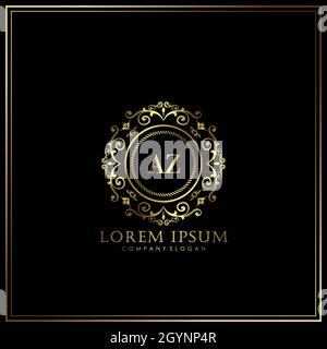 AZ Initial Letter Luxury Logo template in vector for Restaurant, Royalty, Boutique, Cafe, Hotel, Heraldic, Jewelry, Fashion and other vector illustrat Stock Vector