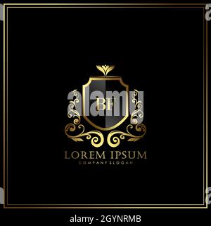 BF Initial Letter Luxury Logo template in vector for Restaurant, Royalty, Boutique, Cafe, Hotel, Heraldic, Jewelry, Fashion and other vector illustrat Stock Vector