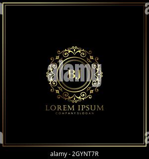 BJ Initial Letter Luxury Logo template in vector for Restaurant, Royalty, Boutique, Cafe, Hotel, Heraldic, Jewelry, Fashion and other vector illustrat Stock Vector
