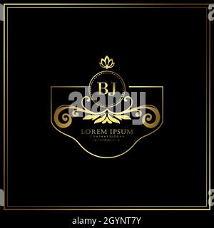 BJ Initial Letter Luxury Logo template in vector for Restaurant, Royalty, Boutique, Cafe, Hotel, Heraldic, Jewelry, Fashion and other vector illustrat Stock Vector