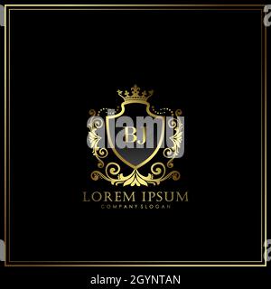 BJ Initial Letter Luxury Logo template in vector for Restaurant, Royalty, Boutique, Cafe, Hotel, Heraldic, Jewelry, Fashion and other vector illustrat Stock Vector