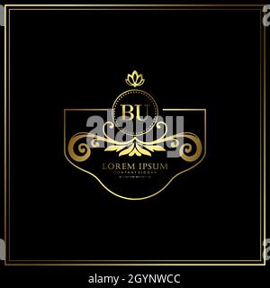 BU Initial Letter Luxury Logo template in vector for Restaurant, Royalty, Boutique, Cafe, Hotel, Heraldic, Jewelry, Fashion and other vector illustrat Stock Vector