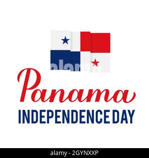 Panama Independence Day calligraphy lettering with flag. National holiday celebrated in November. Vector template for typography poster, banner, greet Stock Vector