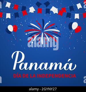 Panama Independence Day lettering in Spanish. National holiday celebrated in November. Vector template for typography poster, banner, greeting card, f Stock Vector