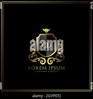 CD Initial Letter Luxury Logo template in vector for Restaurant, Royalty, Boutique, Cafe, Hotel, Heraldic, Jewelry, Fashion and other vector illustrat Stock Vector