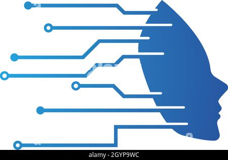 Human face technology logo vector template Stock Vector