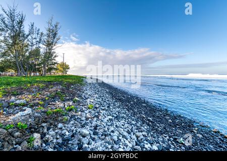 Beach of Saint Pierre at Reunion Island Stock Photo