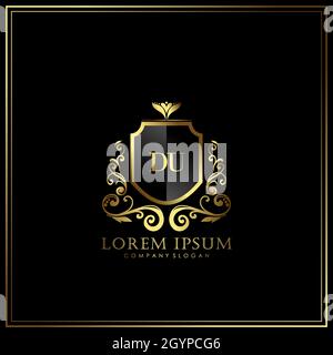 DU Initial Letter Luxury Logo template in vector for Restaurant, Royalty, Boutique, Cafe, Hotel, Heraldic, Jewelry, Fashion and other vector illustrat Stock Vector