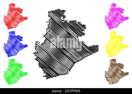 Province of Barcelona (Kingdom of Spain, Autonomous Community Catalonia) map vector illustration, scribble sketch Barcelona map Stock Vector