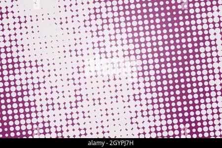 Pop art creative concept colorful comics book magazine cover. Polka dots purple background. Cartoon halftone retro pattern. Abstract dotted design for Stock Vector