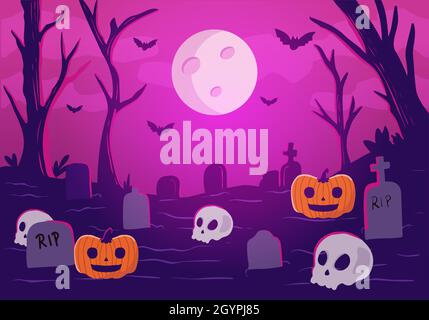 hand drawn scary halloween background vector illustration Stock Vector