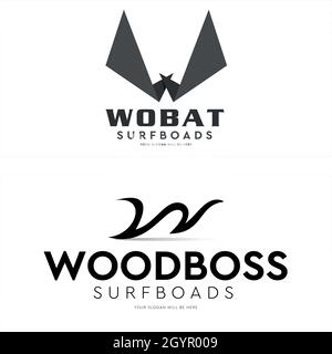 W wings bat letter logo vector template Stock Vector