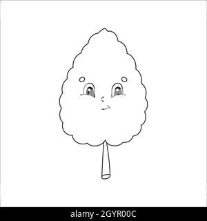 Coloring book for kids. Cartoon character. Vector illustration. Black contour silhouette. Isolated on white background. Autumn theme. Stock Vector