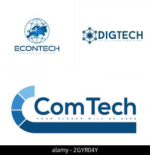 World tech logo design template abstract digital Vector Stock Vector