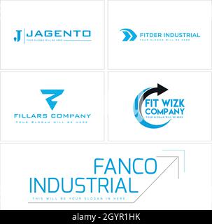Modern set of business marketing finance letter initial J and arrow logo design Stock Vector