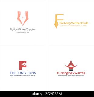 Initial letter F pen writer logo design vector Stock Vector