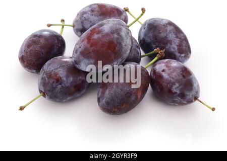 fresh prune plums isolated on white background Stock Photo