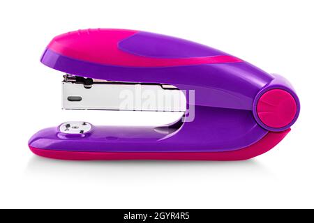 new pink stapler isolated on white background Stock Photo