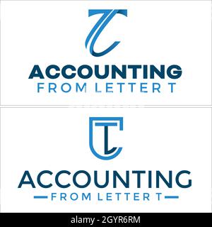 Letter T initial icon business accounting logo design Stock Vector