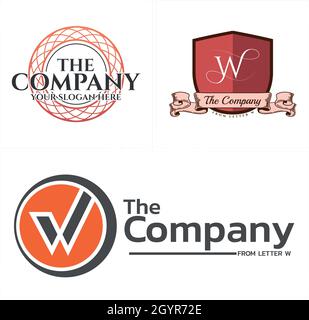 Set of business companies initial letter W logo design Stock Vector