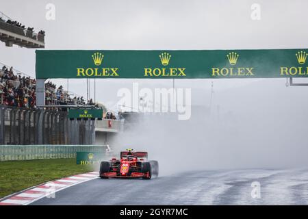 Tuzla, Turkey. 09th Oct, 2021. 55 SAINZ Carlos (spa), Scuderia Ferrari SF21, action during the Formula 1 Rolex Turkish Grand Prix 2021, 16th round of the 2021 FIA Formula One World Championship from October 8 to 10, 2021 on the Istanbul Park, in Tuzla, Turkey - Photo François Flamand / DPPI Credit: DPPI Media/Alamy Live News Stock Photo