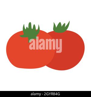 Vector image of two ripe tomatoes flat design, flat composition Stock Vector