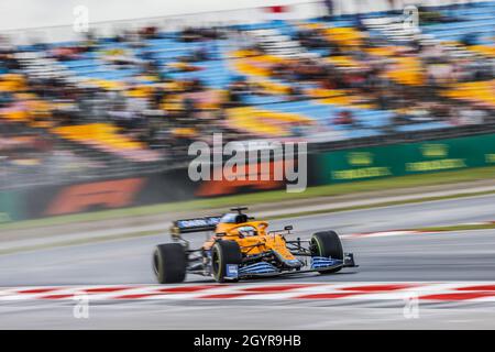 Tuzla, Turkey. 09th Oct, 2021. 03 RICCIARDO Daniel (aus), McLaren MCL35M, action during the Formula 1 Rolex Turkish Grand Prix 2021, 16th round of the 2021 FIA Formula One World Championship from October 8 to 10, 2021 on the Istanbul Park, in Tuzla, Turkey - Photo François Flamand / DPPI Credit: DPPI Media/Alamy Live News Stock Photo