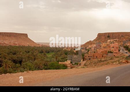 Sahara Desert Oasis and Landscape Photographed in Morocco Stock Photo