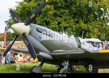 Sheringham, Norfolk, UK - SEPTEMBER 14 2019: Propeller of 1940s Supermarine Spitfire aircraft on display during the 40s weekend Stock Photo