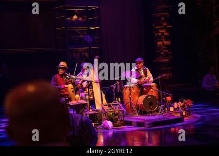 Group of musicians performing live at Cirque du soleil in Cancun Stock Photo