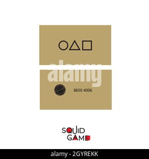Squid Game Card visit Design with Game symbol elements square circle and triangle Stock Vector