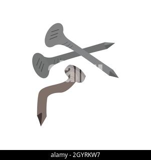 three nails in flat design isolated on white background vector illustration Stock Vector