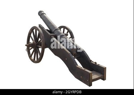 Ancient cannon isolated on white background Stock Photo - Alamy