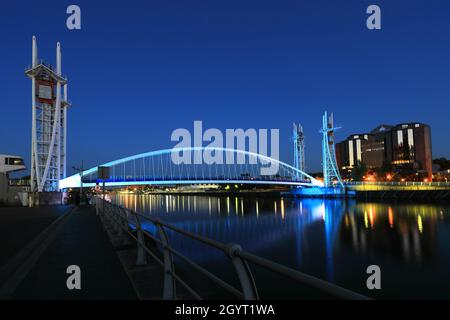 The Millennium Bridge, Media City, Salford Quays, Manchester, Lancashire, England, UK Stock Photo