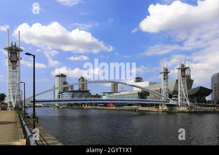 The Millennium Bridge, Media City, Salford Quays, Manchester, Lancashire, England, UK Stock Photo