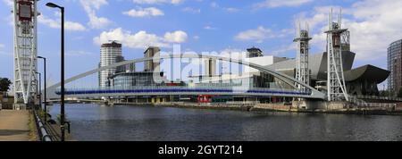 The Millennium Bridge, Media City, Salford Quays, Manchester, Lancashire, England, UK Stock Photo