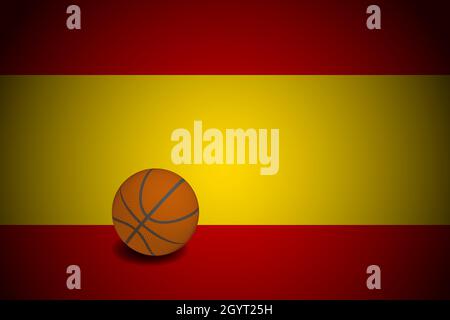 Spain flag with realistic basketball ball, vector Stock Vector