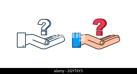 3d question mark in hands for concept design. Technology vector illustration. Abstract isometric illustration. Business vector icon. Stock Vector