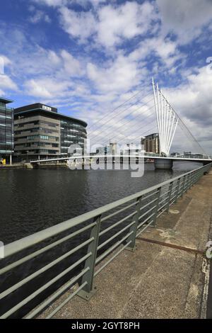 Footbridge over the Bridgewater Canal; Media City, Salford Quays, Manchester, Lancashire, England Stock Photo