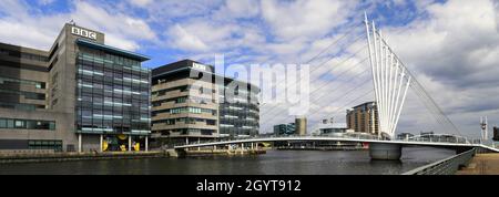 Footbridge over the Bridgewater Canal; Media City, Salford Quays, Manchester, Lancashire, England Stock Photo