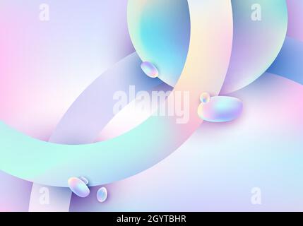 Abstract 3D geometric circles overlapping and fluid pastel gradient shape background. Vector illustration Stock Vector