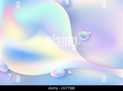 Abstract 3D fluid or liquid holographic gradient shape background. Vector illustration Stock Vector
