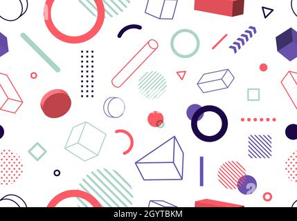 Abstract modern geometric seamless pattern 3D elements minimal covers design on white background. Vector illustration Stock Vector