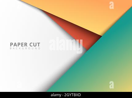 3D abstract colorful geometric paper cut style overlap layer on white background. Vector illustration Stock Vector