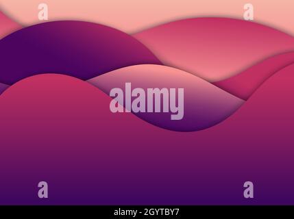 Abstract modern pink and purple gradient color wave shape paper cut style background and texture. Vector illustration Stock Vector