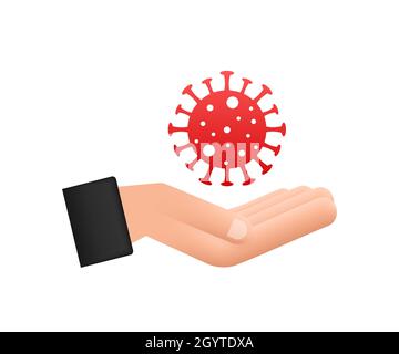 Sign caution coronavirus in hands. Coronavirus danger and public health ...