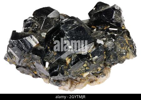 cassiterite (tin ore) from Viloco, Bolivia isolated on white background Stock Photo