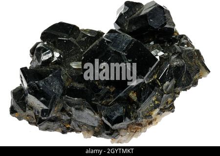 cassiterite (tin ore) from Viloco, Bolivia isolated on white background Stock Photo