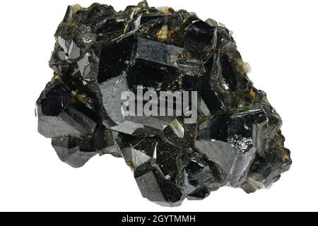 cassiterite (tin ore) from Viloco, Bolivia isolated on white background Stock Photo